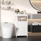 Meuble de rangement de salle de bain sur pied avec porte simple et étagère réglable