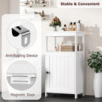 Meuble de rangement de salle de bain sur pied avec porte simple et étagère réglable