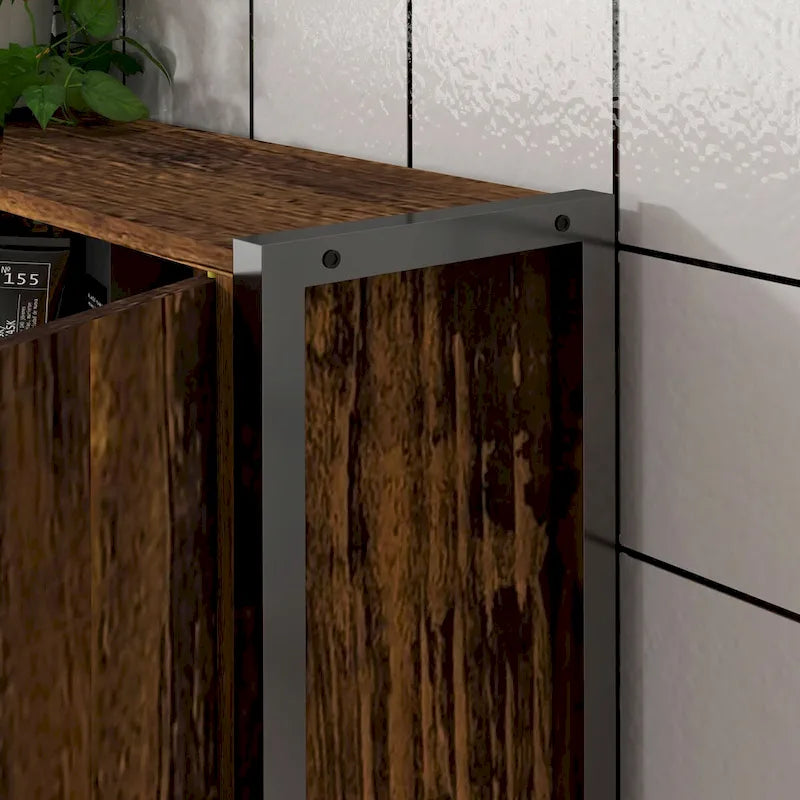 Meuble de rangement industriel pour toilettes avec armoire à double porte et étagère réglable