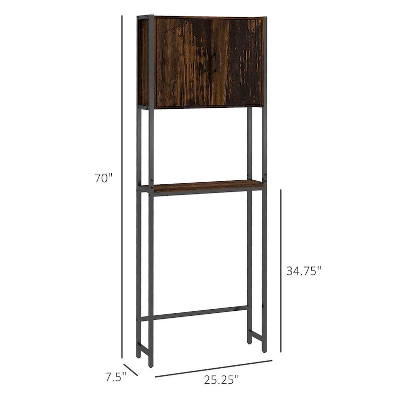 Meuble de rangement industriel pour toilettes avec armoire à double porte et étagère réglable