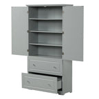 Armoire de Rangement Large pour Salle de Bain Meuble de Rangement Autonome avec Deux Tiroirs et Étagère Réglable en Panneau MDF avec Finition Peinte
