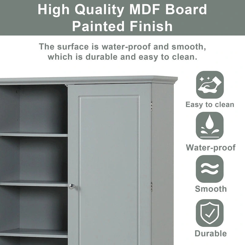 Armoire de Rangement Large pour Salle de Bain Meuble de Rangement Autonome avec Deux Tiroirs et Étagère Réglable en Panneau MDF avec Finition Peinte