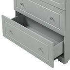 Armoire de Rangement Large pour Salle de Bain Meuble de Rangement Autonome avec Deux Tiroirs et Étagère Réglable en Panneau MDF avec Finition Peinte