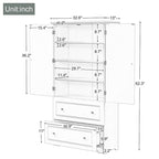 Armoire de Rangement Large pour Salle de Bain Meuble de Rangement Autonome avec Deux Tiroirs et Étagère Réglable en Panneau MDF avec Finition Peinte