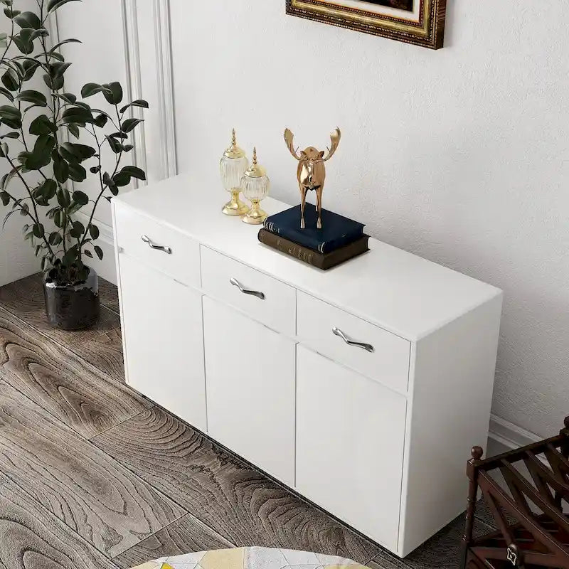 Table d'appoint à trois portes-blanc