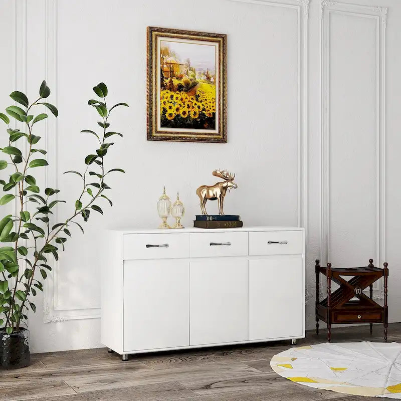 Table d'appoint à trois portes-blanc