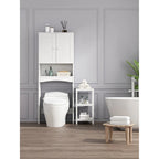 Étagère de salle de bain à poser au-dessus des toilettes, meuble de rangement WC gain de place, organisateur de salle de bain, blanc