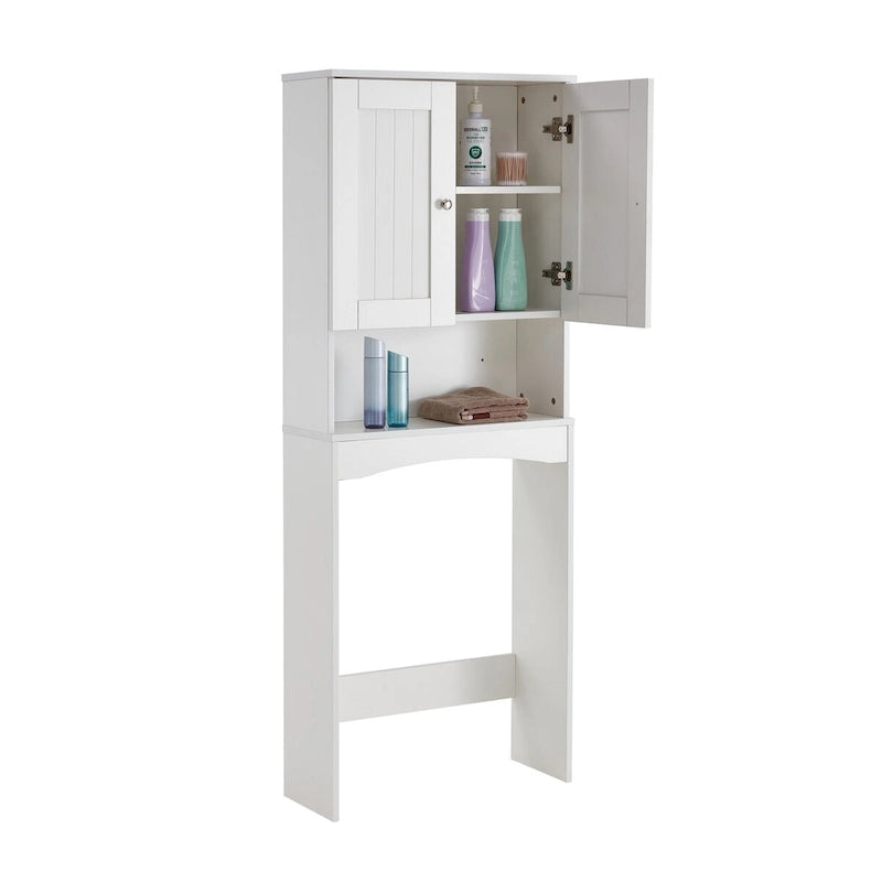 Étagère de salle de bain à poser au-dessus des toilettes, meuble de rangement WC gain de place, organisateur de salle de bain, blanc