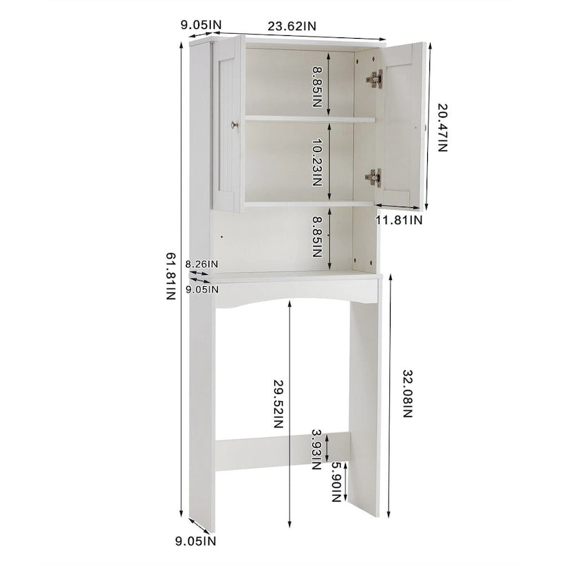 Étagère de salle de bain à poser au-dessus des toilettes, meuble de rangement WC gain de place, organisateur de salle de bain, blanc