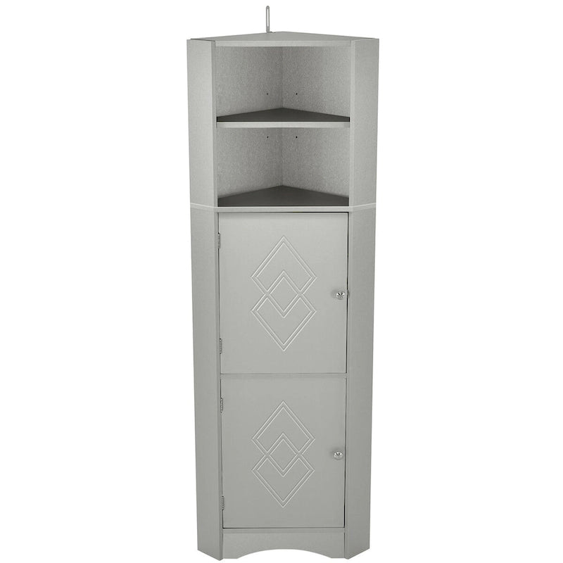 Meuble de salle de bain de 61 H, Organisateur de toilette étroit, Meuble d'angle haut, Meuble de rangement d'angle latéral