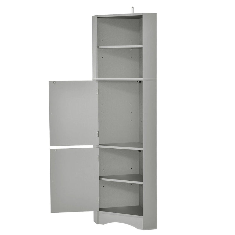 Meuble de salle de bain de 61 H, Organisateur de toilette étroit, Meuble d'angle haut, Meuble de rangement d'angle latéral