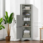 Meuble de salle de bain de 61 H, Organisateur de toilette étroit, Meuble d'angle haut, Meuble de rangement d'angle latéral