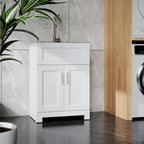 Meuble de rangement de salle de bain avec lavabo brossé argenté