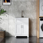 Meuble de rangement de salle de bain avec lavabo brossé argenté