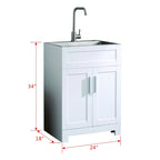Meuble de rangement de salle de bain avec lavabo brossé argenté