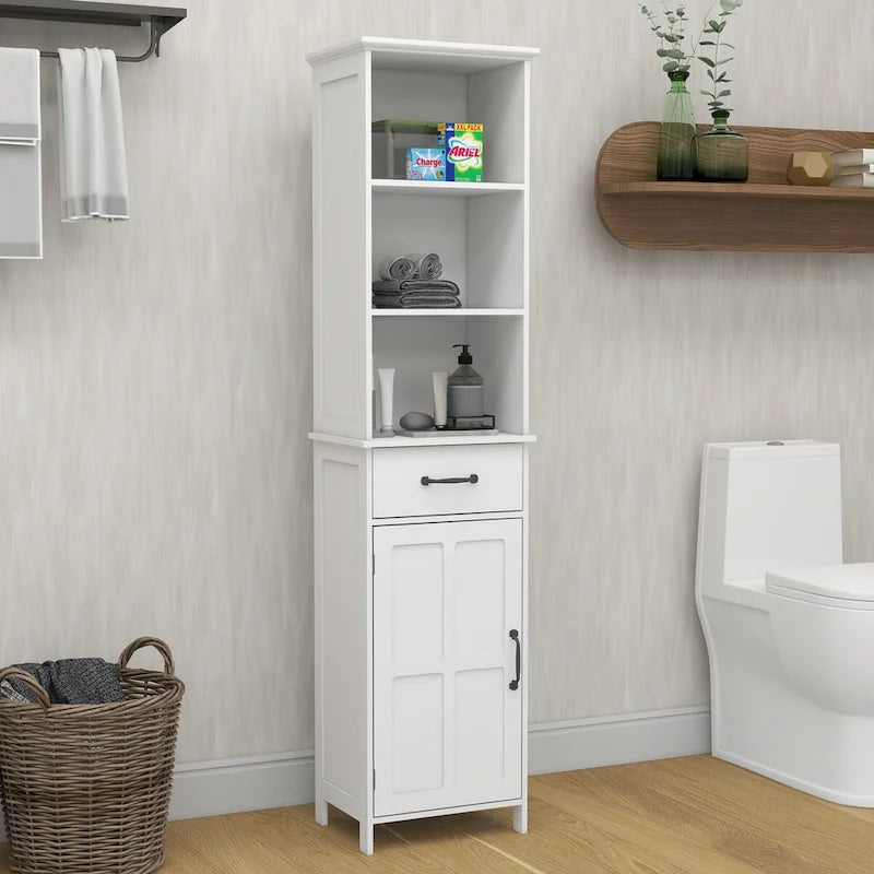 Meuble de salle de bain colonne avec 1 porte et 1 tiroir