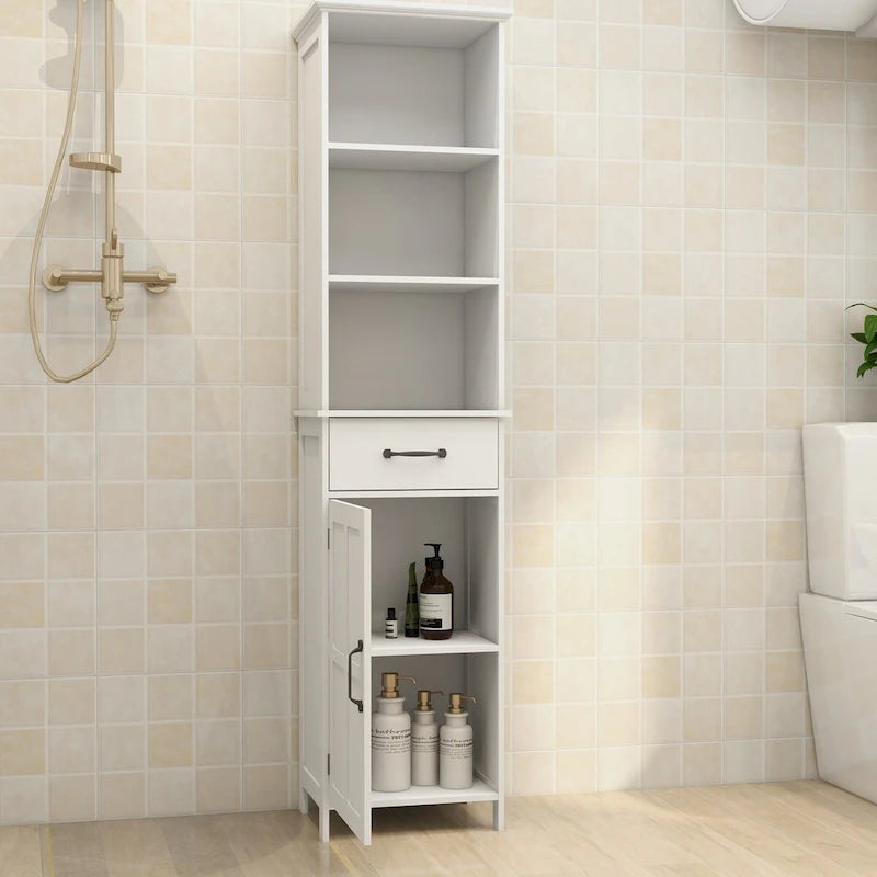 Meuble de salle de bain colonne avec 1 porte et 1 tiroir