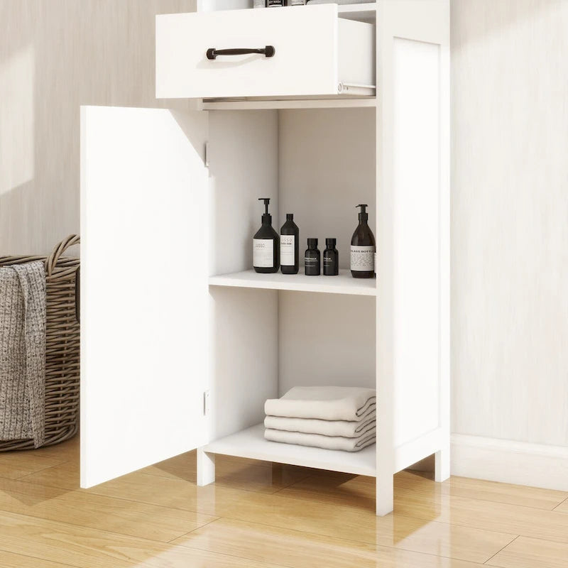 Meuble de salle de bain colonne avec 1 porte et 1 tiroir