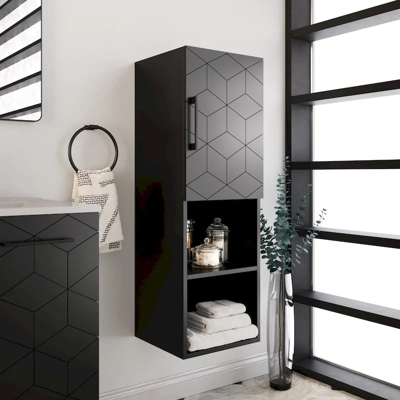 Meuble haut de salle de bain Annecy, 15 L x 46 H x 12 P, noir fantôme
