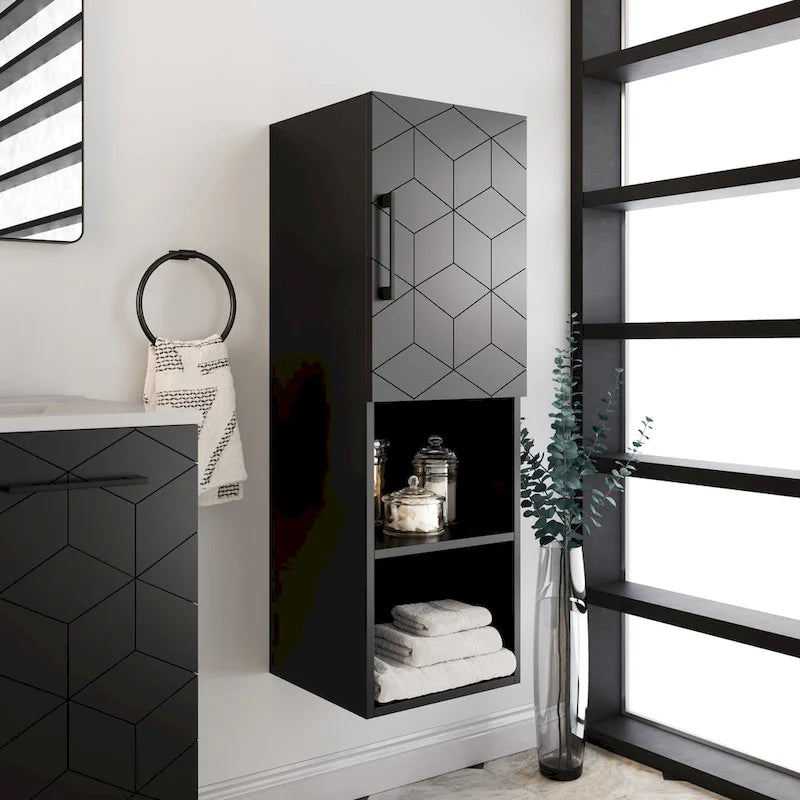 Meuble haut de salle de bain Annecy, 15 L x 46 H x 12 P, noir fantôme