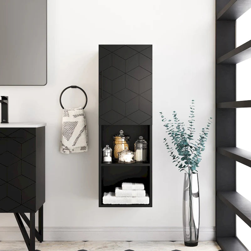 Meuble haut de salle de bain Annecy, 15 L x 46 H x 12 P, noir fantôme