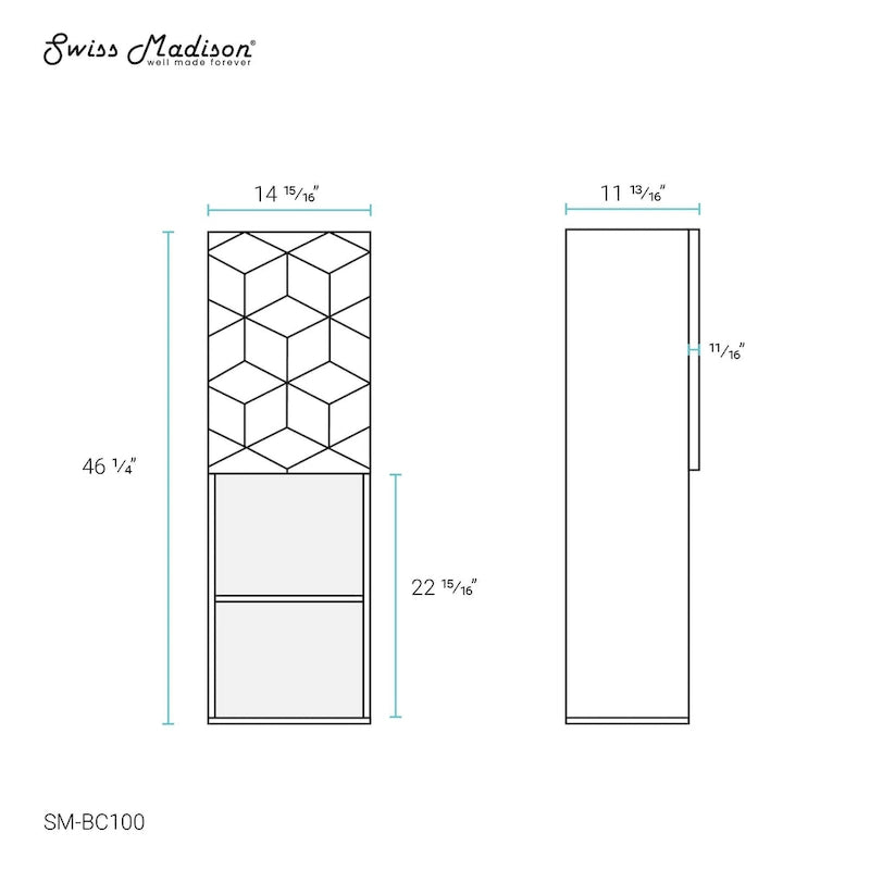 Meuble haut de salle de bain Annecy, 15 L x 46 H x 12 P, noir fantôme