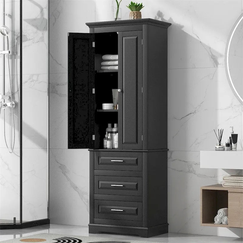 Meuble de rangement haut avec trois tiroirs pour salle de bain