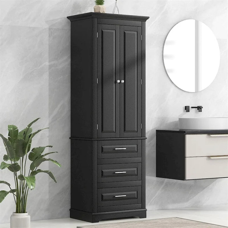 Meuble de rangement haut avec trois tiroirs pour salle de bain