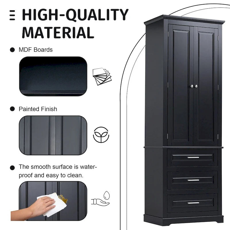 Meuble de rangement haut avec trois tiroirs pour salle de bain