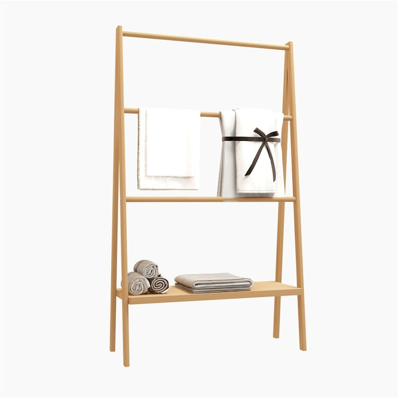 Étagère à serviettes en bambou avec étagère de rangement