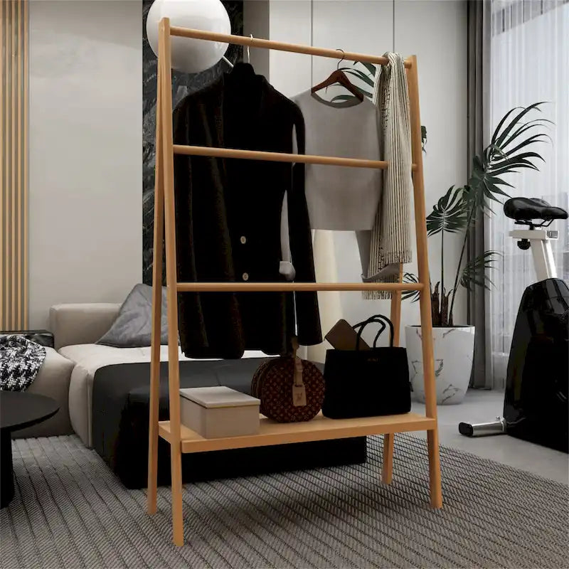Étagère à serviettes en bambou avec étagère de rangement