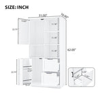 Meuble de rangement de salle de bain avec portes et tiroirs, multiples espaces de rangement, autoportant, étagère ouverte, étagère réglable, blanc