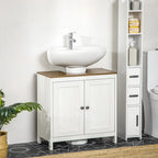 Meuble Sous Vasque Salle de Bain, Meuble Bas sur Pied pour Lavabo, Armoire de Rangement Autoportante avec Étagère Réglable, Doubles Portes