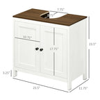 Meuble Sous Vasque Salle de Bain, Meuble Bas sur Pied pour Lavabo, Armoire de Rangement Autoportante avec Étagère Réglable, Doubles Portes