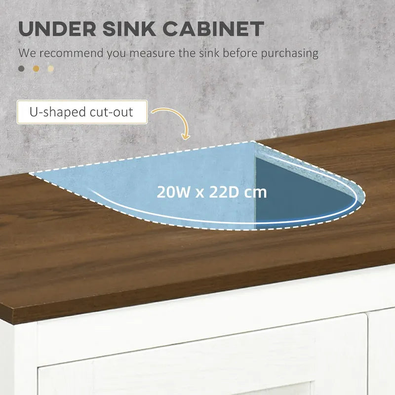 Meuble Sous Vasque Salle de Bain, Meuble Bas sur Pied pour Lavabo, Armoire de Rangement Autoportante avec Étagère Réglable, Doubles Portes