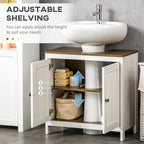 Meuble Sous Vasque Salle de Bain, Meuble Bas sur Pied pour Lavabo, Armoire de Rangement Autoportante avec Étagère Réglable, Doubles Portes