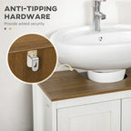 Meuble Sous Vasque Salle de Bain, Meuble Bas sur Pied pour Lavabo, Armoire de Rangement Autoportante avec Étagère Réglable, Doubles Portes
