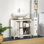 Meuble Sous Vasque Salle de Bain, Meuble Bas sur Pied pour Lavabo, Armoire de Rangement Autoportante avec Étagère Réglable, Doubles Portes