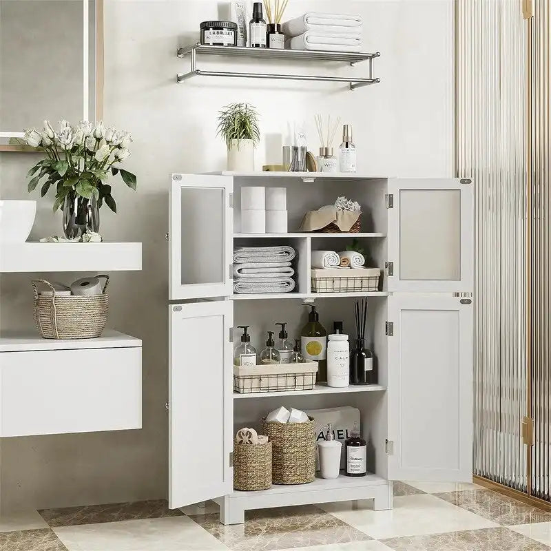 Meuble de rangement avec étagères réglables Portes en verre - 30P x 60L x 108,5H