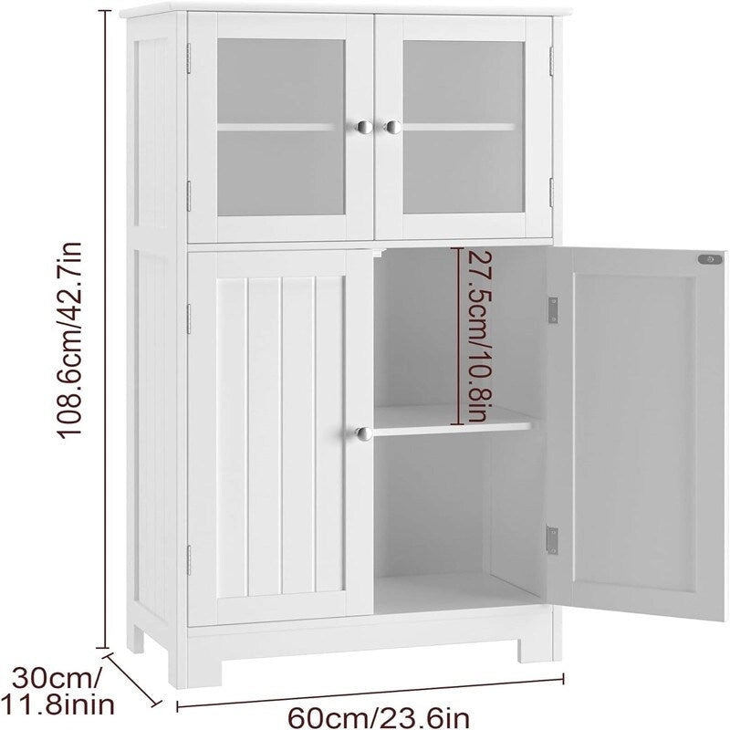 Meuble de rangement avec étagères réglables Portes en verre - 30P x 60L x 108,5H