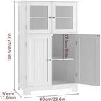 Meuble de rangement avec étagères réglables Portes en verre - 30P x 60L x 108,5H