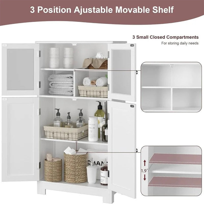 Meuble de rangement avec étagères réglables Portes en verre - 30P x 60L x 108,5H
