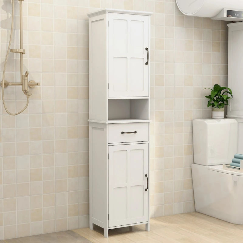 Meuble colonne étroit à double porte de hauteur réduite - 40L * 30l * 165H cm
