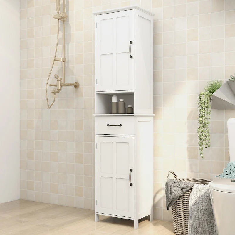 Meuble colonne étroit à double porte de hauteur réduite - 40L * 30l * 165H cm