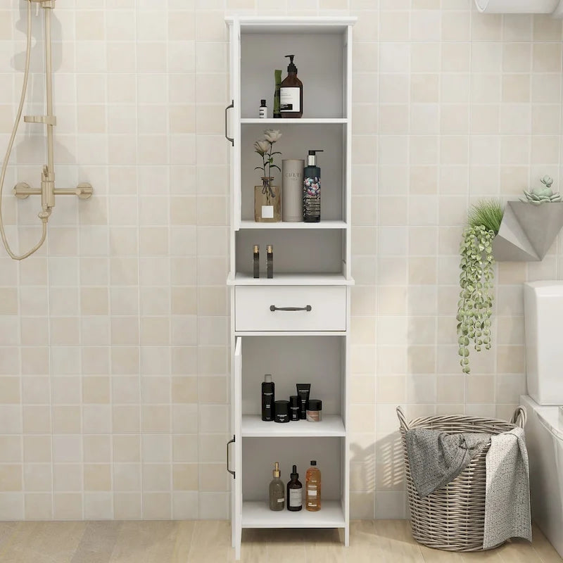 Meuble colonne étroit à double porte de hauteur réduite - 40L * 30l * 165H cm
