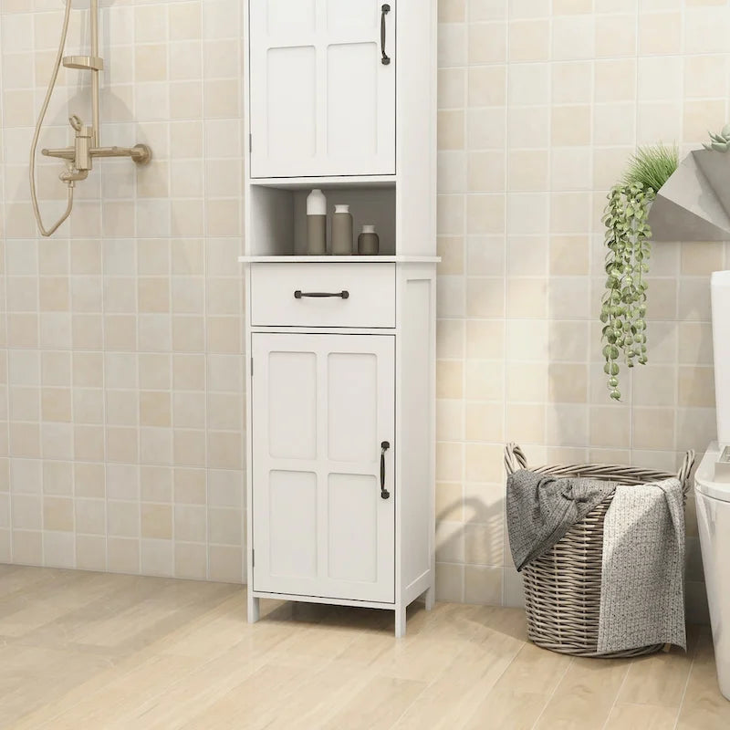 Meuble colonne étroit à double porte de hauteur réduite - 40L * 30l * 165H cm