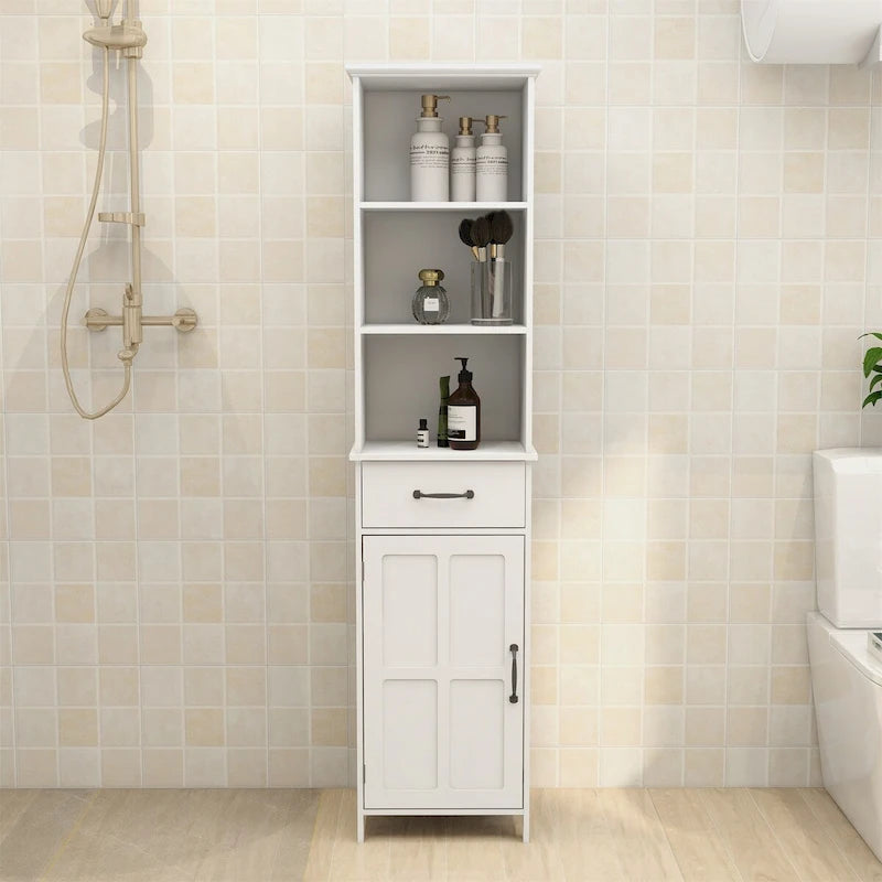 Meuble bas de rangement à 2 portes et 1 tiroir - Blanc