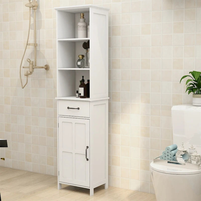 Meuble bas de rangement à 2 portes et 1 tiroir - Blanc
