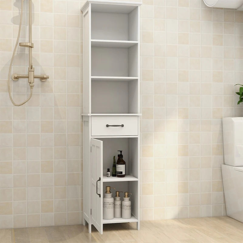 Meuble bas de rangement à 2 portes et 1 tiroir - Blanc