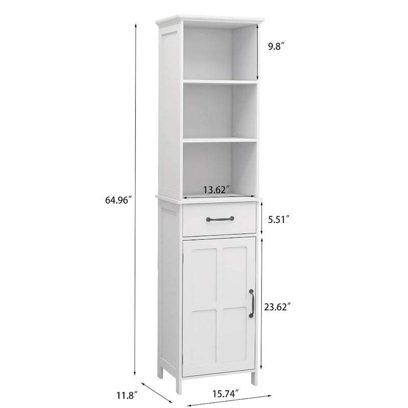 Meuble bas de rangement à 2 portes et 1 tiroir - Blanc